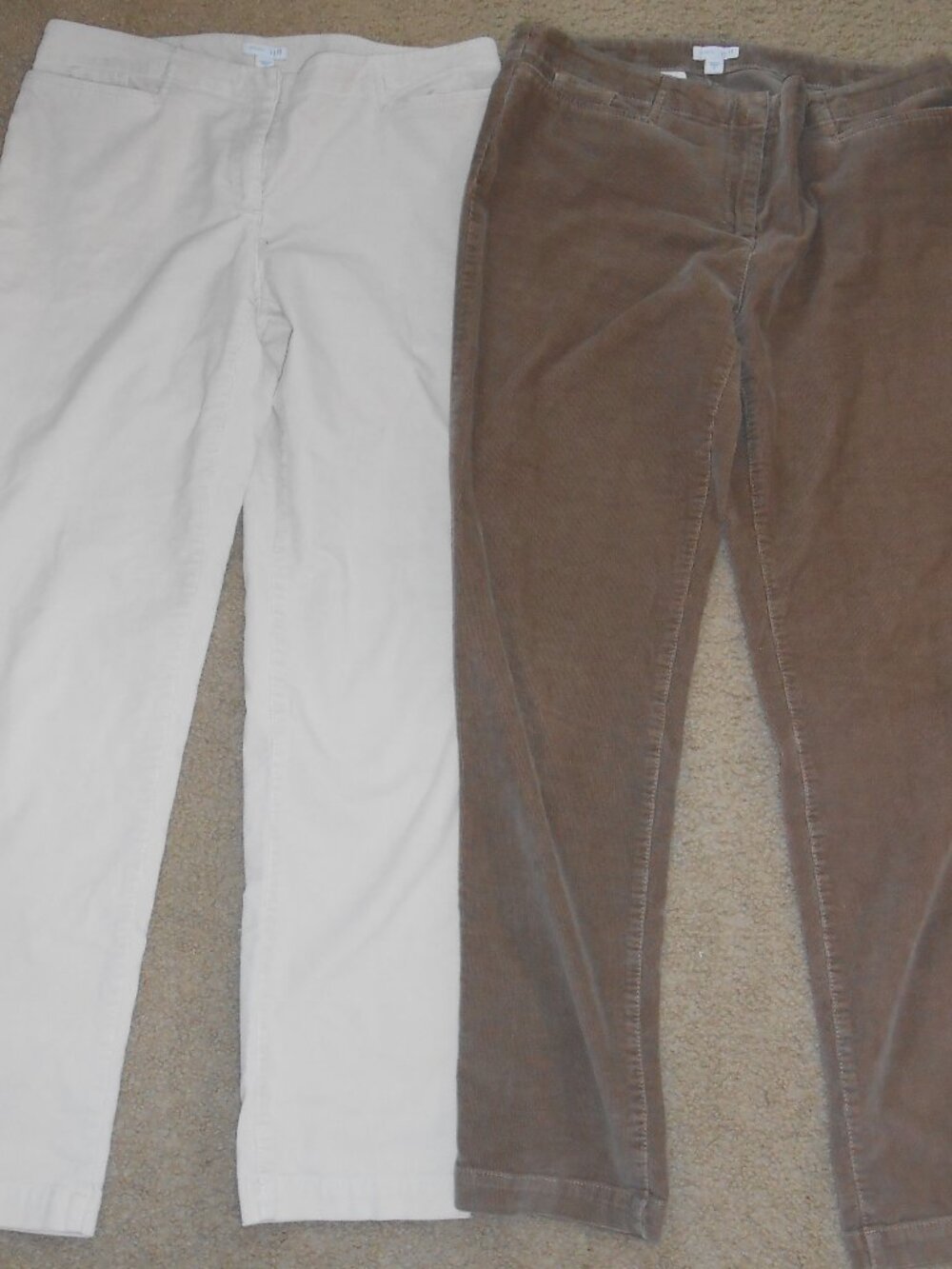 J Jill Corduroy Pants Brown and Beige Pockets Stretch Sz 8 Straight Taper